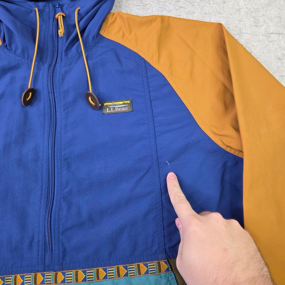 ✨LL Bean Mountain Anorak Jacket Men's L Classic Aztec 1/2 Zip Pullover Hooded - Picture 7 of 10